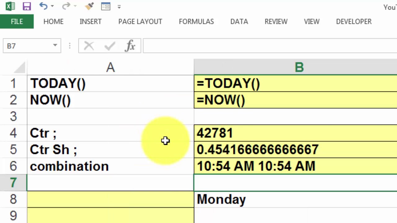 Working with Dates in Excel
