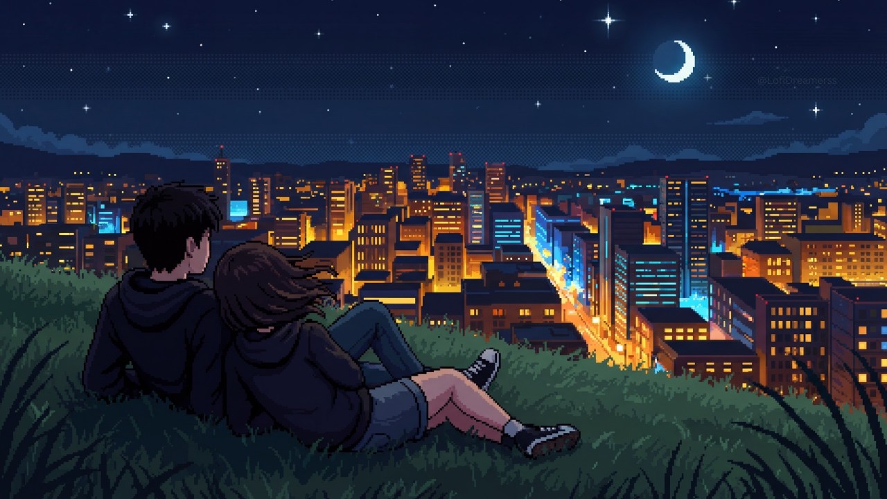 quiet night above the city | pixel art ambient lofi | 8 hours