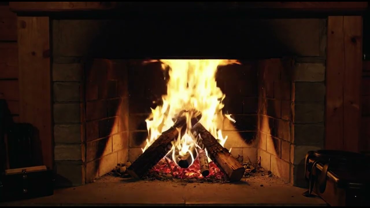 Peaceful Fireplace at Night | Soft Fire Crackling Sounds
