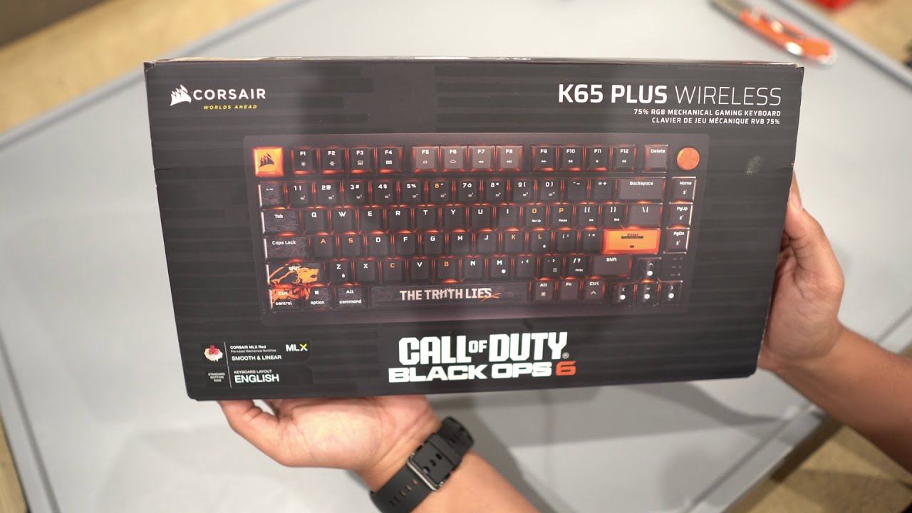Corsair K65 Plus Wireless Call of Duty Black Unboxing