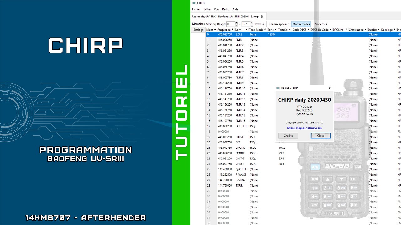 Programmation CHIRP (Baofeng UV-5R)