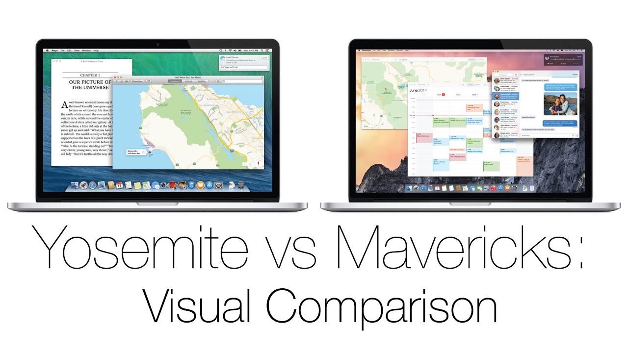 Apple Yosemite vs Mavericks (10.10 vs 10.9) Mac OS X: Visual Comparison