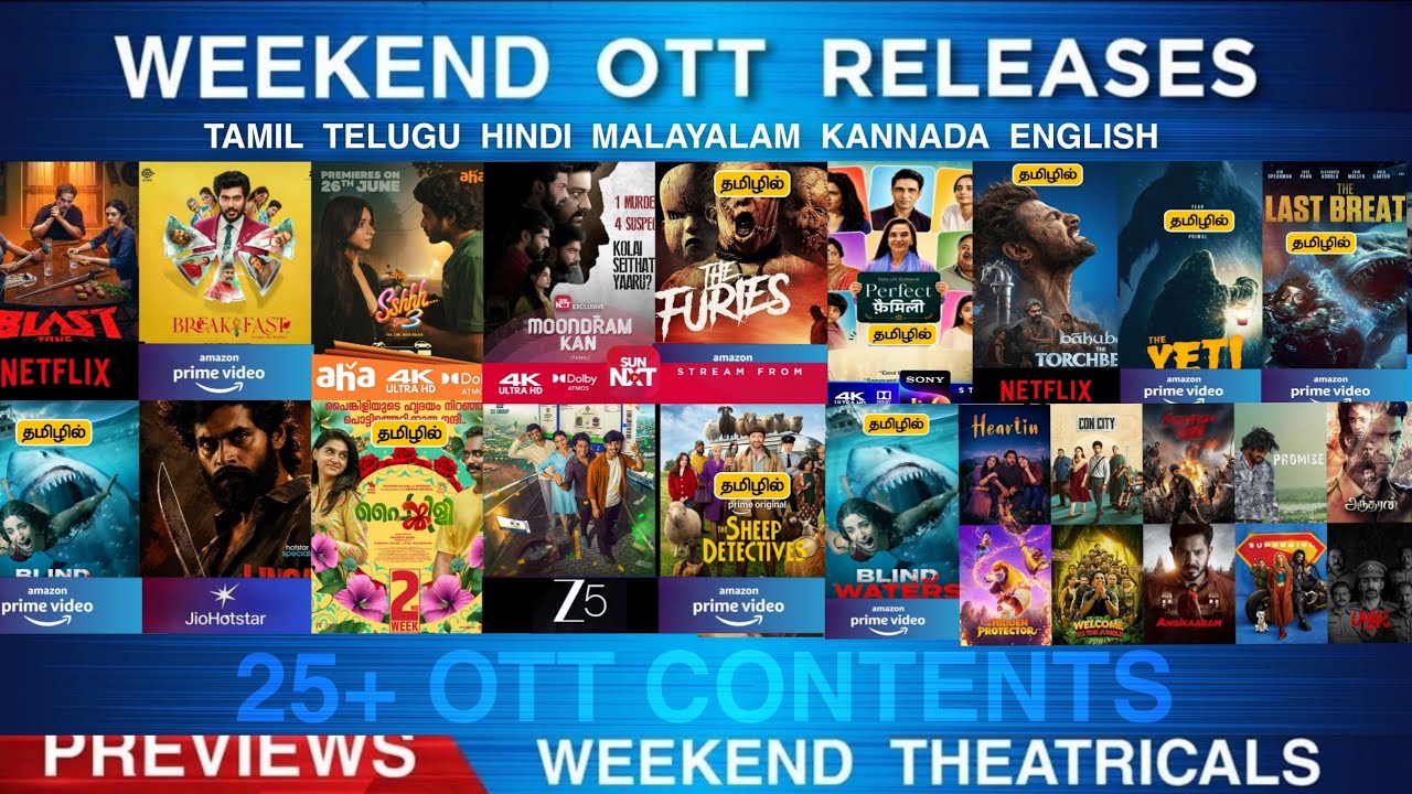 Weekend OTT Releases Final List | 25 OTT contents In Tamil Telugu Hindi & Dubs | Previews | New OTT