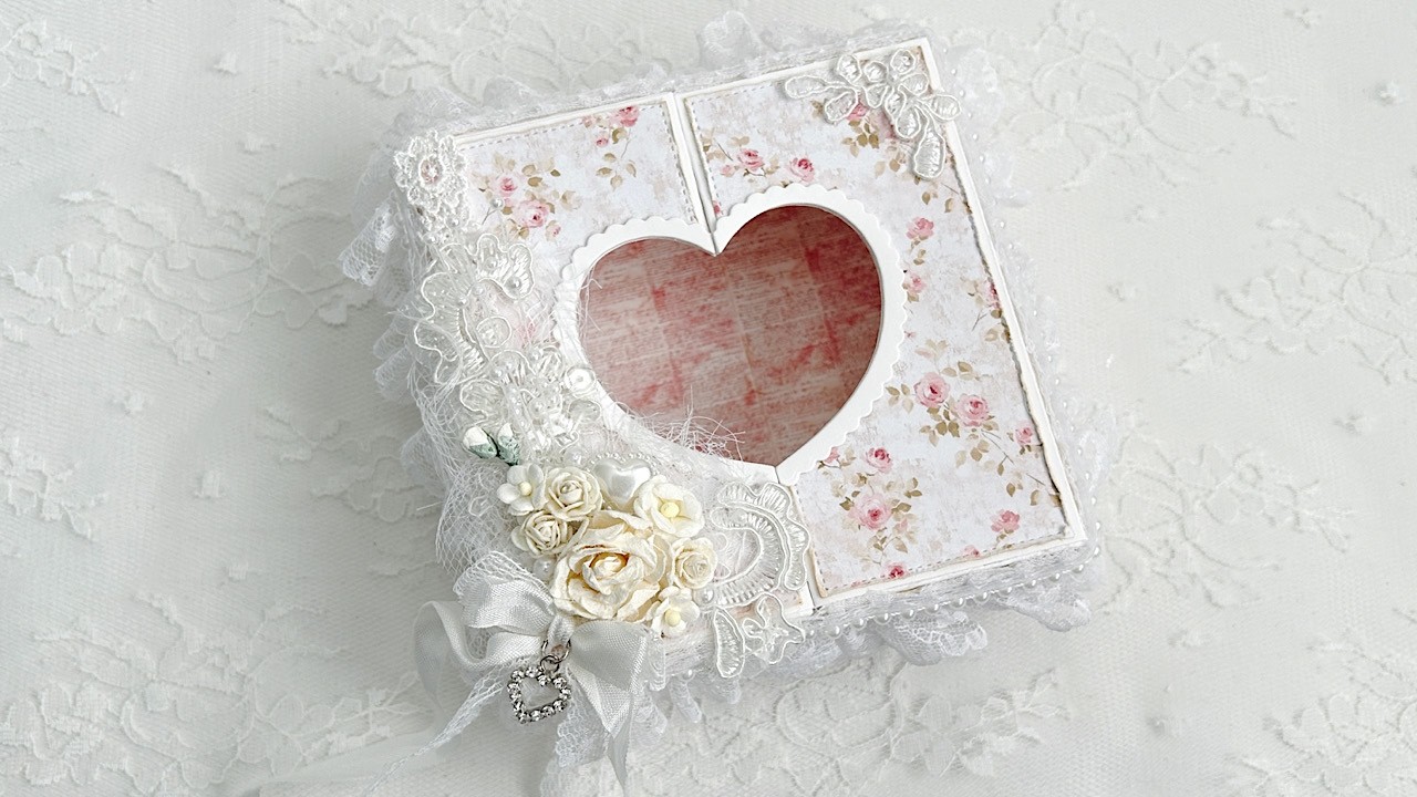 Подарочная коробка в форме сердца в стиле шебби-шик от Scrap Diva Designs ~ Выпуск в феврале #scr...