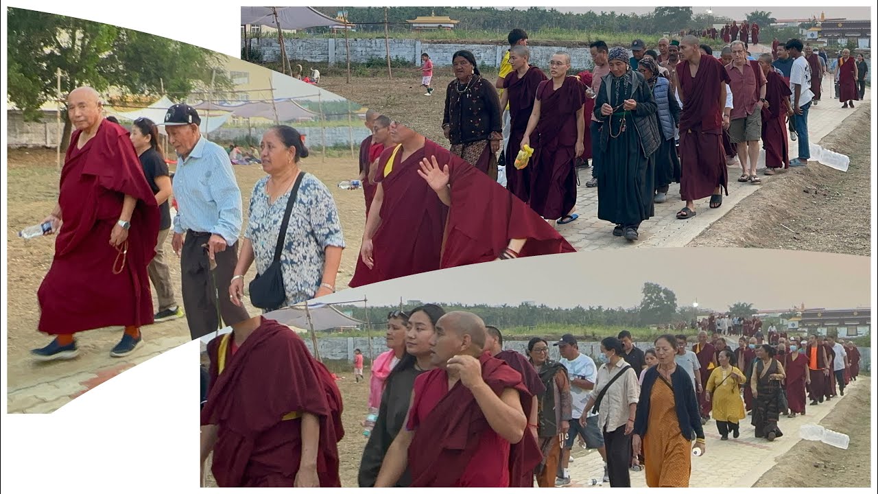 HUNDREDS OF PEOPLE CIRCLING AROUND TEMPLE //WHAT A BEAUTIFUL FEELING.LONG LIVE HIS HOLINESS 
