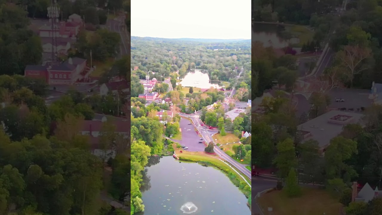 Flying Around  Park, Brook and a Lake in Watchung, New Jersey, USA