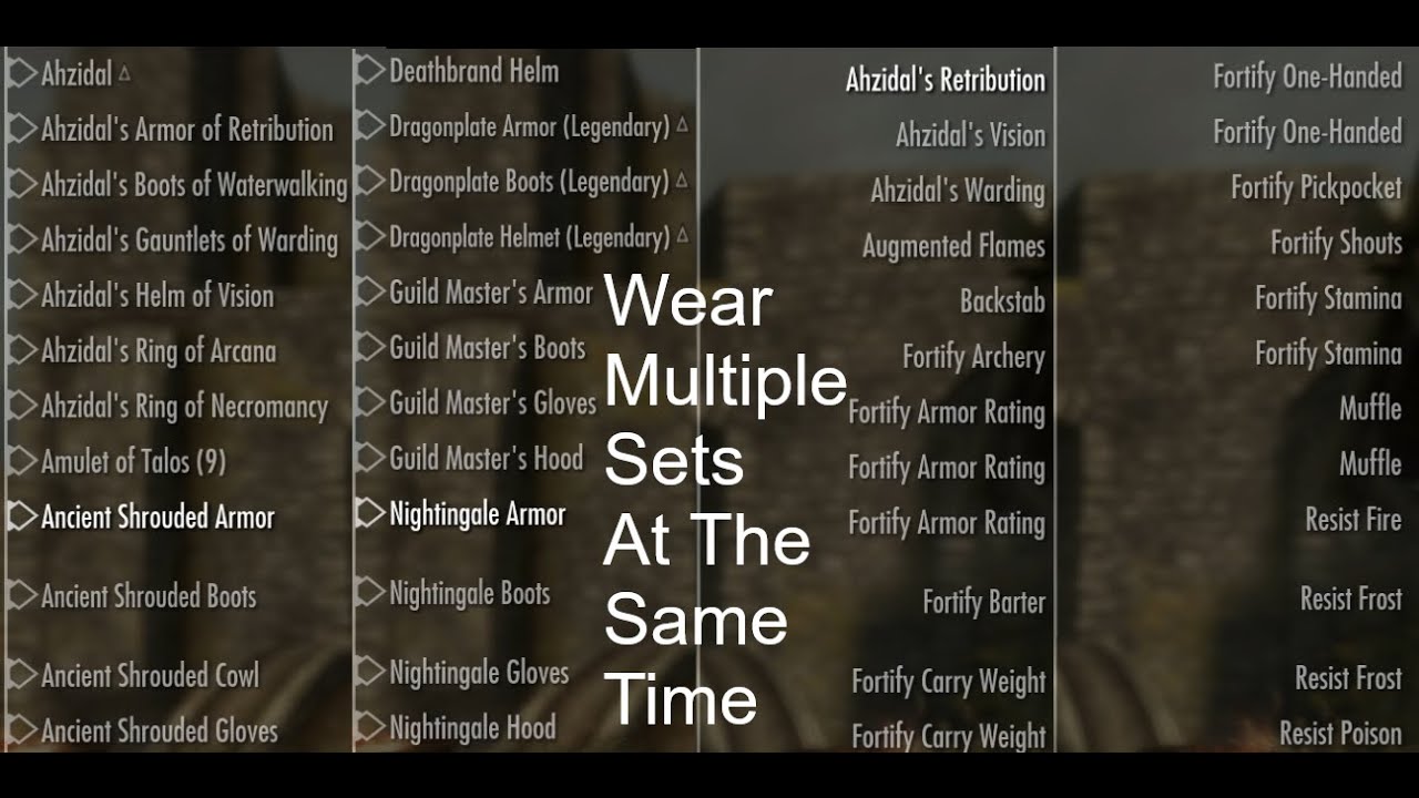 Skyrim Wear Multiple Armor Sets at the Same Time