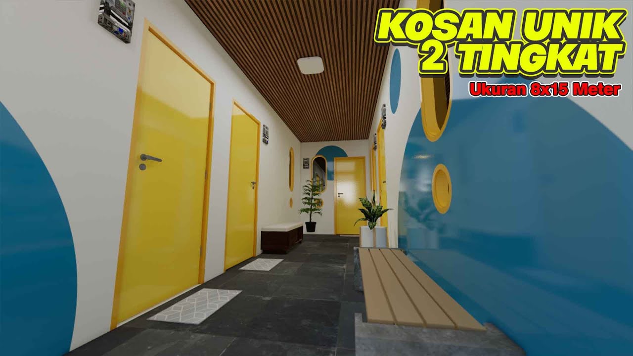 Kosan 12 pintu bernuansa warna warni nan unik dilahan minim | Lahan 8x15 meter 2 lantai