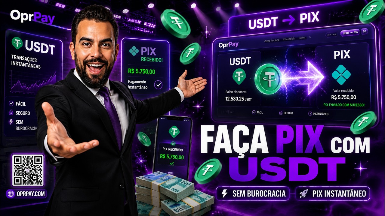 💥OPRPAY - Fa&ccedil;a PIX atrav&eacute;s de USDT sem KYC