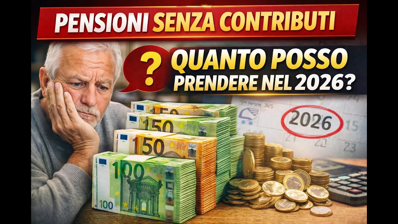 PENSIONI SENZA CONTRIBUTI, come funziona nel 2026? Nuovi Importi e Aumenti INPS