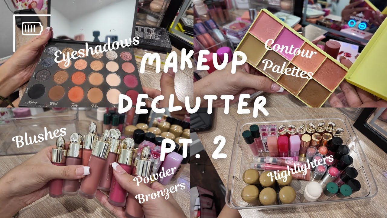 makeup declutter pt. 2 | my ENTIRE blush collection, powder bronzers, face palettes & more! ✨