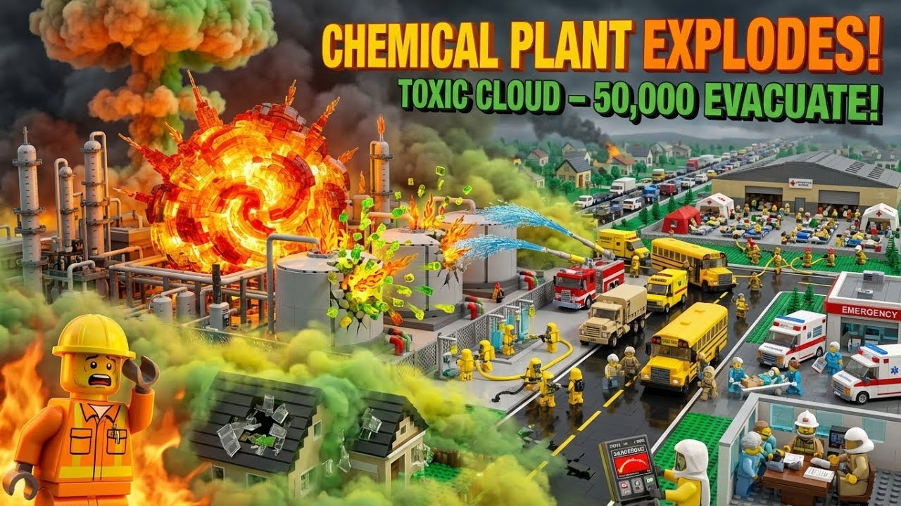 LEGO Chemical Plant EXPLODES! ☣️💥 Toxic Cloud - Mass Evacuation! 😱