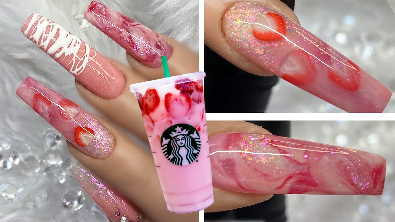 3 Colour Marble & Fimo encapsulation | Pink Drink Nail Design