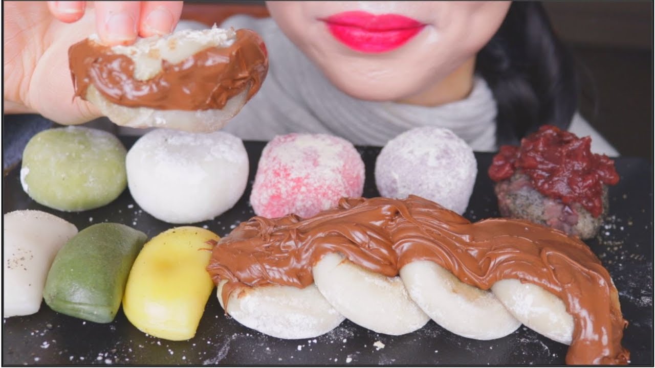 ASMR CHEWY MOCHI ASSORTED | NUTELLA | ADZUKI BEAN | LOTUS PASTE | MUNG BEAN | EATING SOUNDS