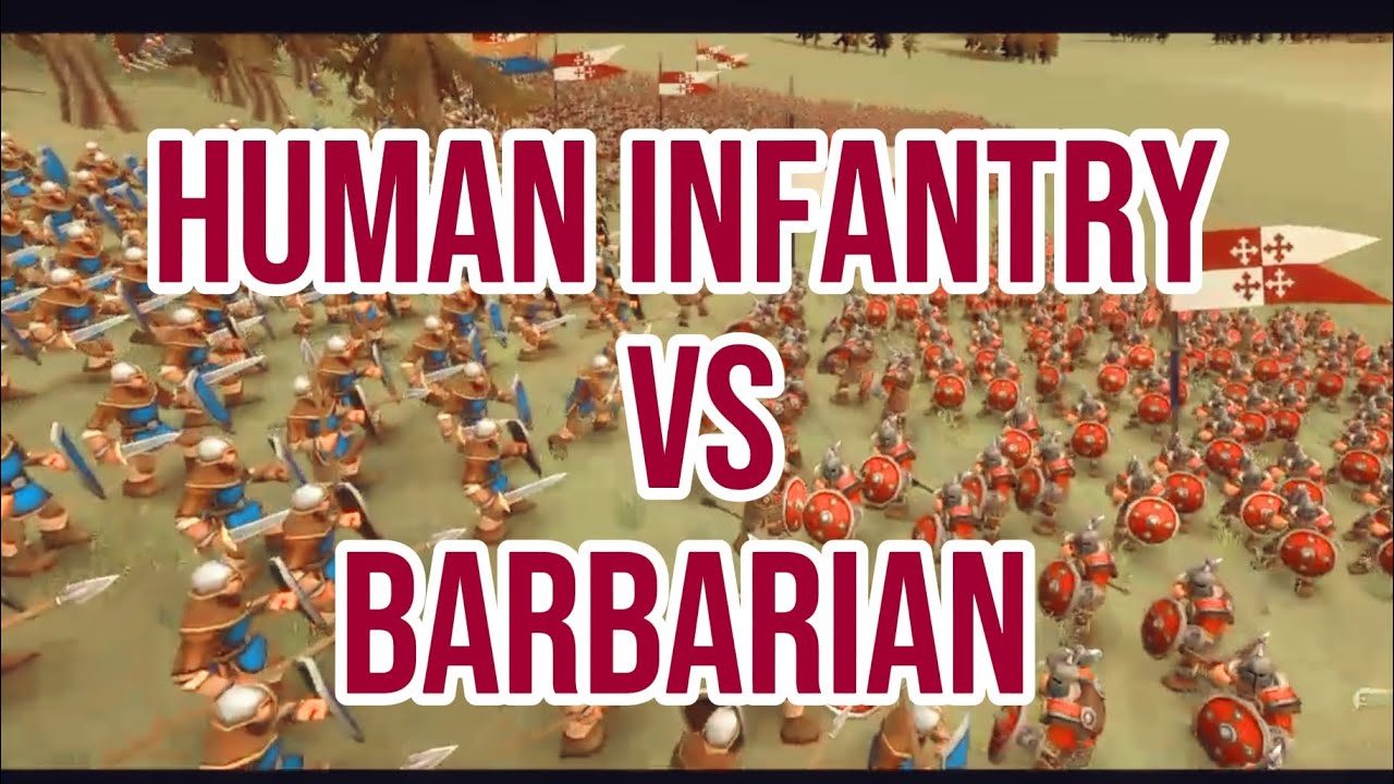 Human infantry vs Barbarian, epic battle online, RTS games, plsss like and subscribe,⚔️🛡️⚔️🛡️
