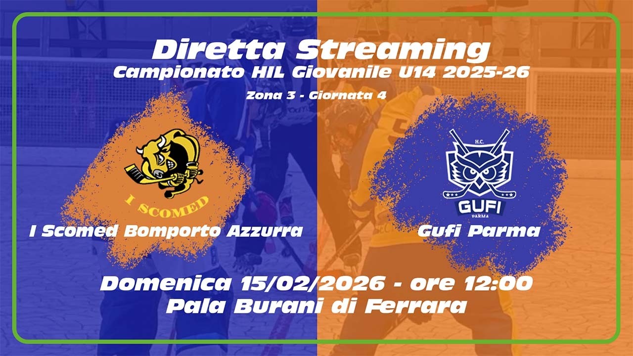 Hockey Inline Campionato U14: I Scomed Bomporto Azzurra vs Gufi Parma - 15/02/2026