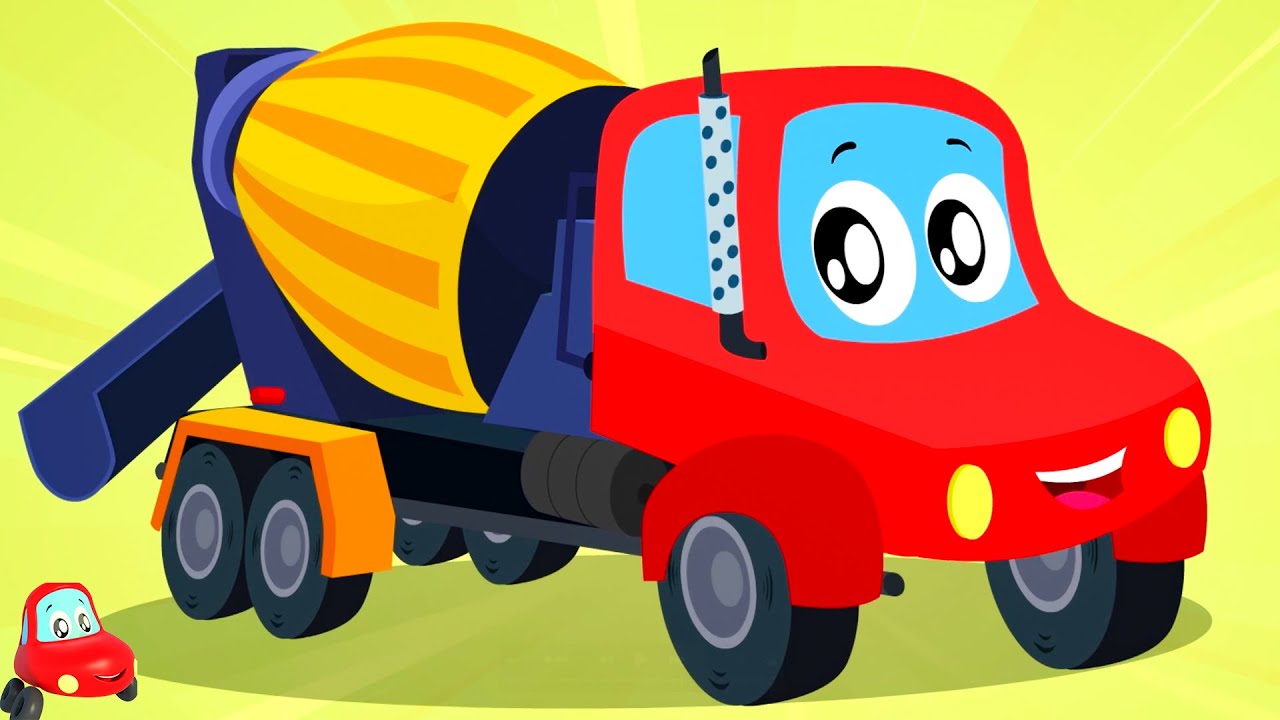 Cement Mixer Truck + More Vehicles Songs for Kids by Little Red Car
