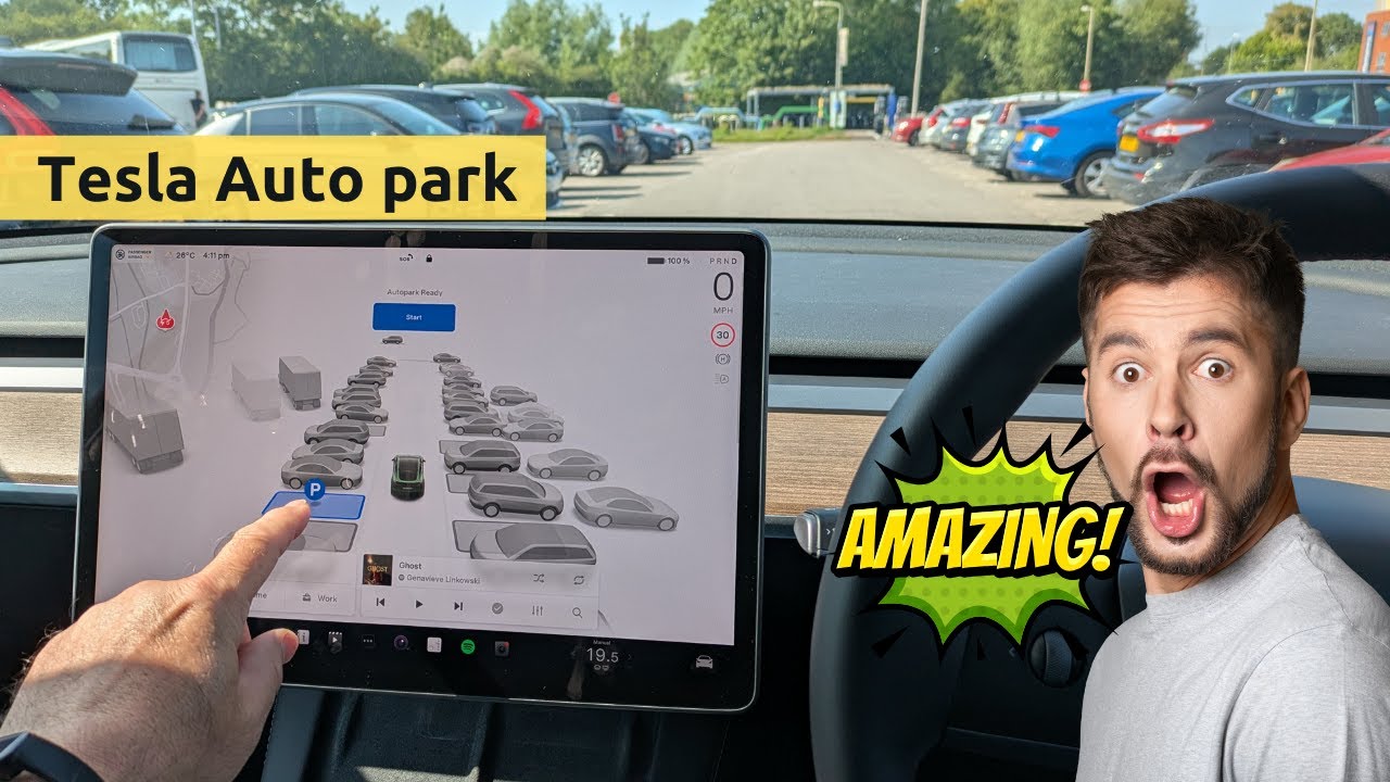 Tesla EAP Auto Park в действии (в Великобритании в 2025 году). Парковка задним ходом и параллельн...