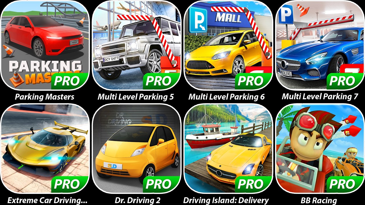 Parking Masters,Multi Level Parking 5,6,7,Extreme Car Driving Simulator,Dr. Driving 2,BB Racing