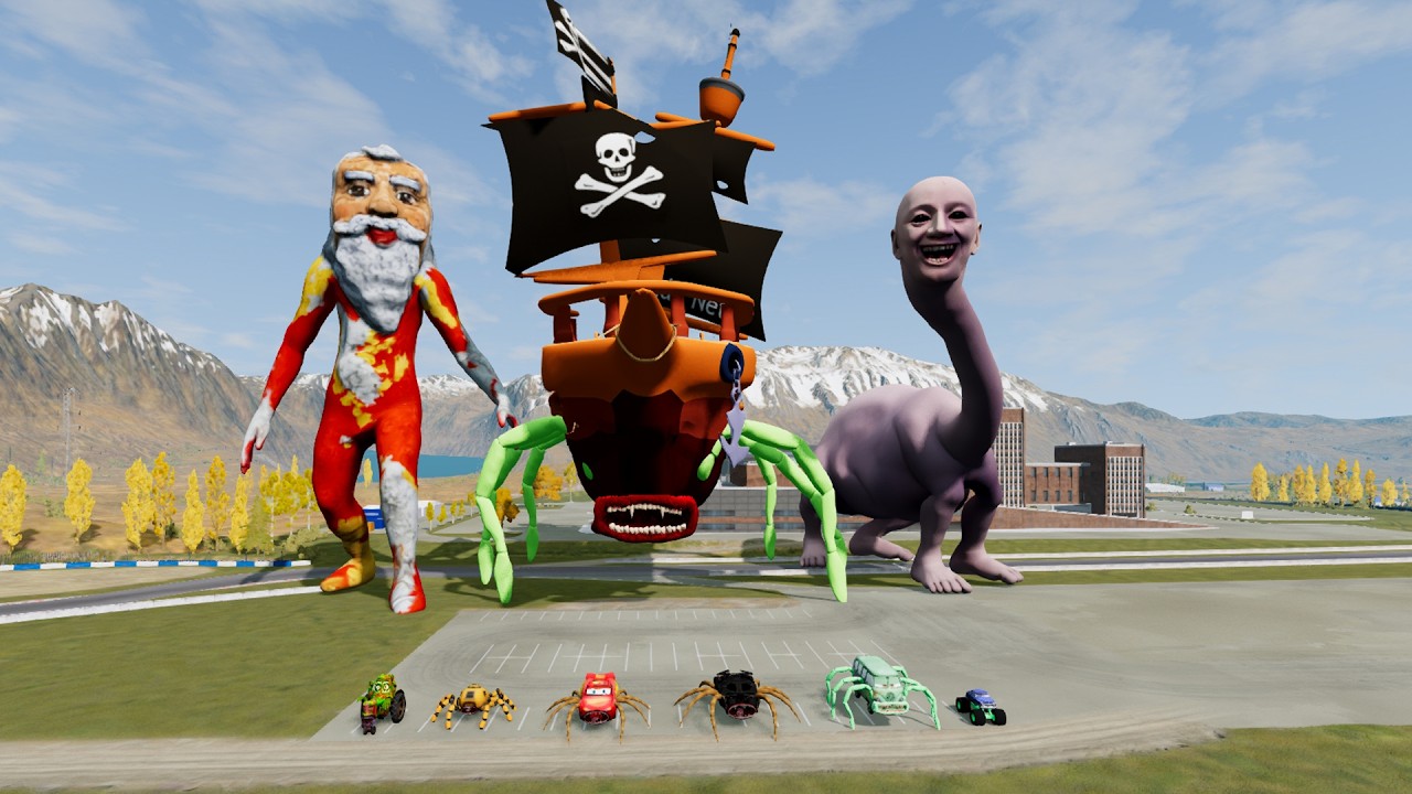ALL MONSTERS Big & Small Cars with NEW WE SWAM TOO FAR 302 & HAND SEA MONSTER  – BeamNG Drive