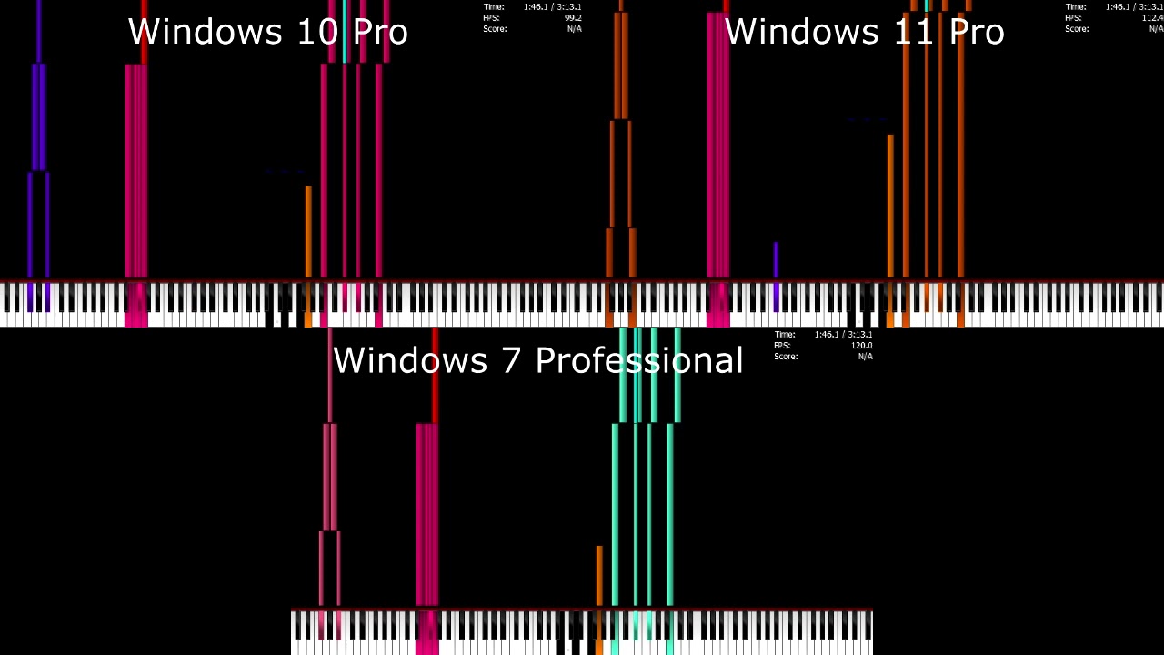 [Black MIDI] Performance Test - Windows 7 vs Windows 10 vs Windows 11 | Kalinka (Yamboo) | 5,67 Mio