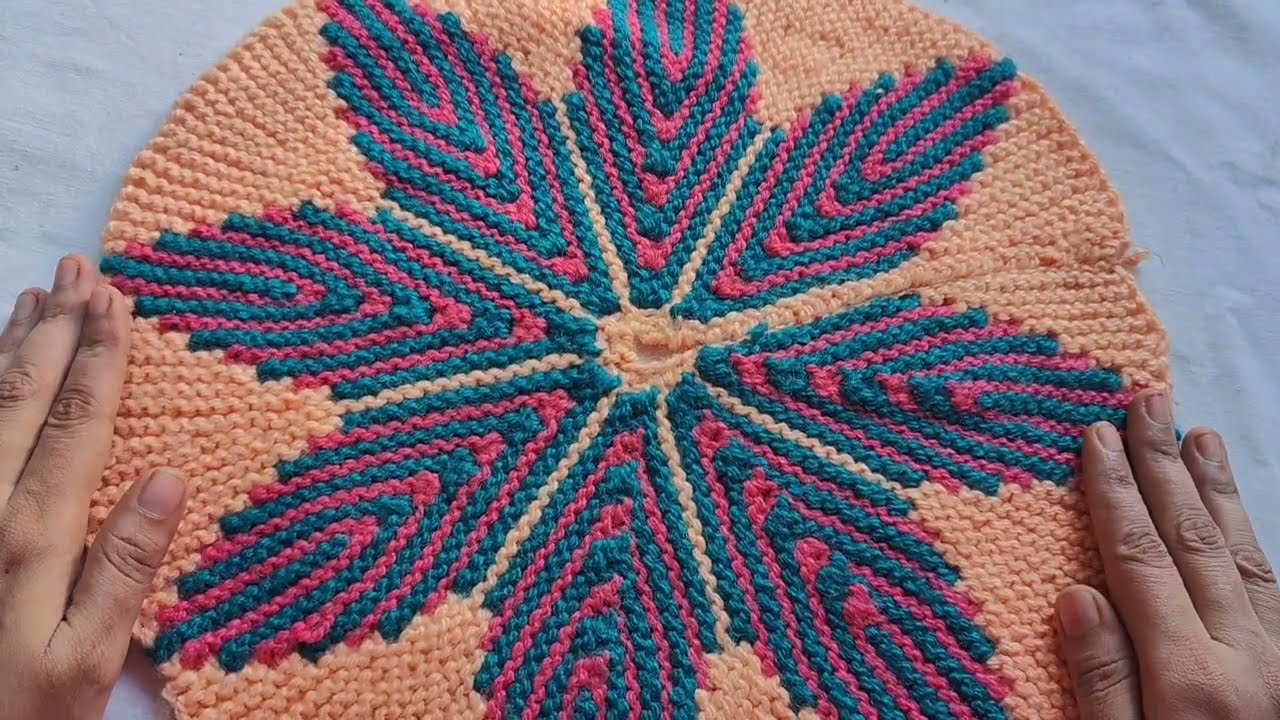 32 फंदे से बनाएं गोलाकार का बहुत ही प्यारा सुंदर सा डिजाइन 😍🎁🌹🥰  Home made doormat, paydan,