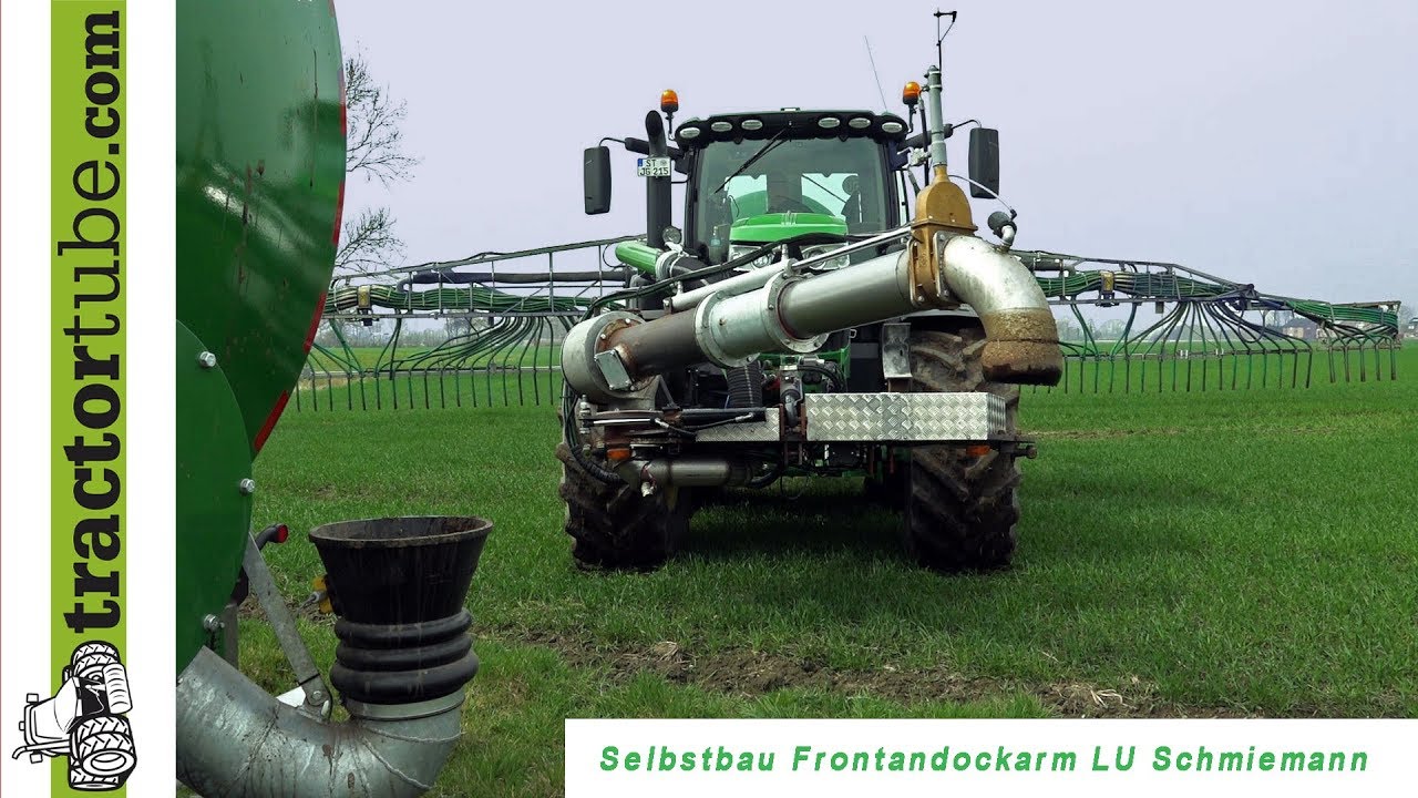 Gülle saugen mit Selbstbau Frontandockarm - Gülle 2018 - LU Schmiemann