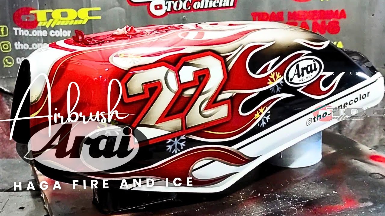 REPAINT MOTIF HELM ARAI NORIYUKI HAGA FIRE AND ICE RX KING