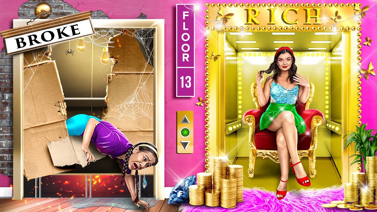 Nous Construisons une Pièce Secrète Dans L'ascenseur ! / Riche VS Pauvre