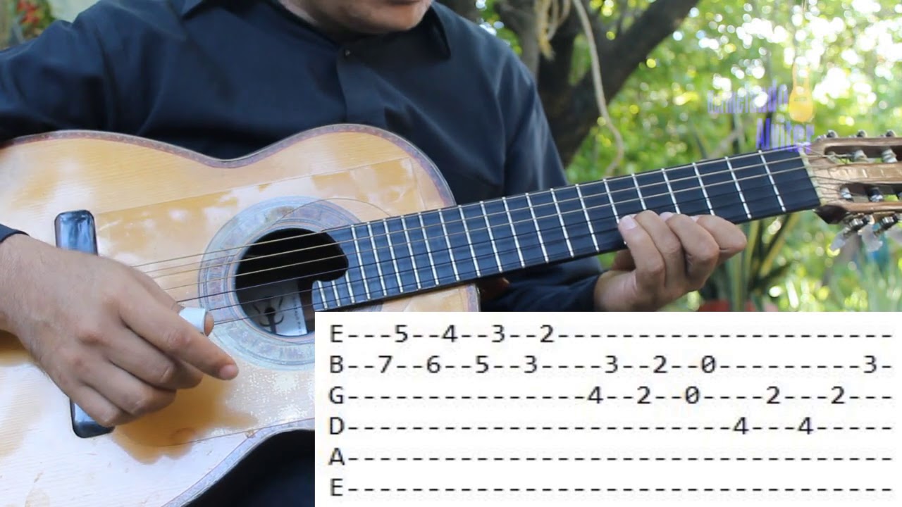 Una sombra - Dueto del Sur - Requinto tutorial con tablaturas (Adornos en Re mayor)
