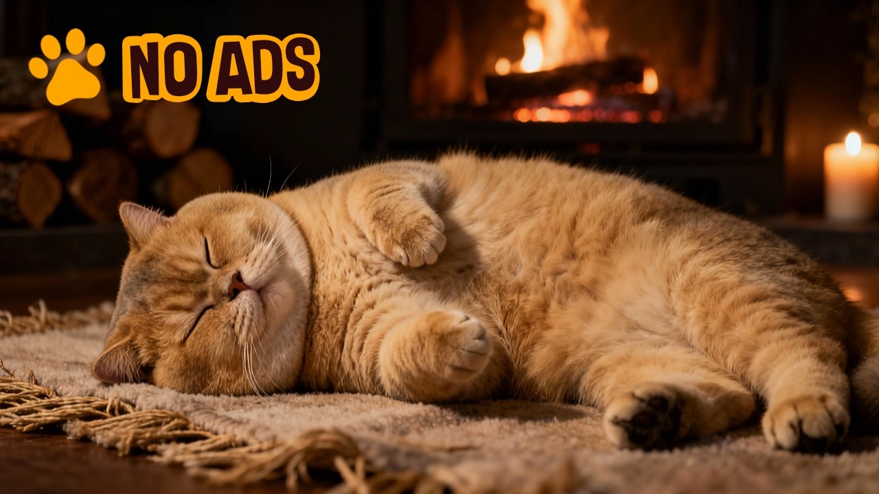 Cozy Cat Purring by the Fire 🐈 Deep Sleep ASMR Ambience (No Ads, No Music)