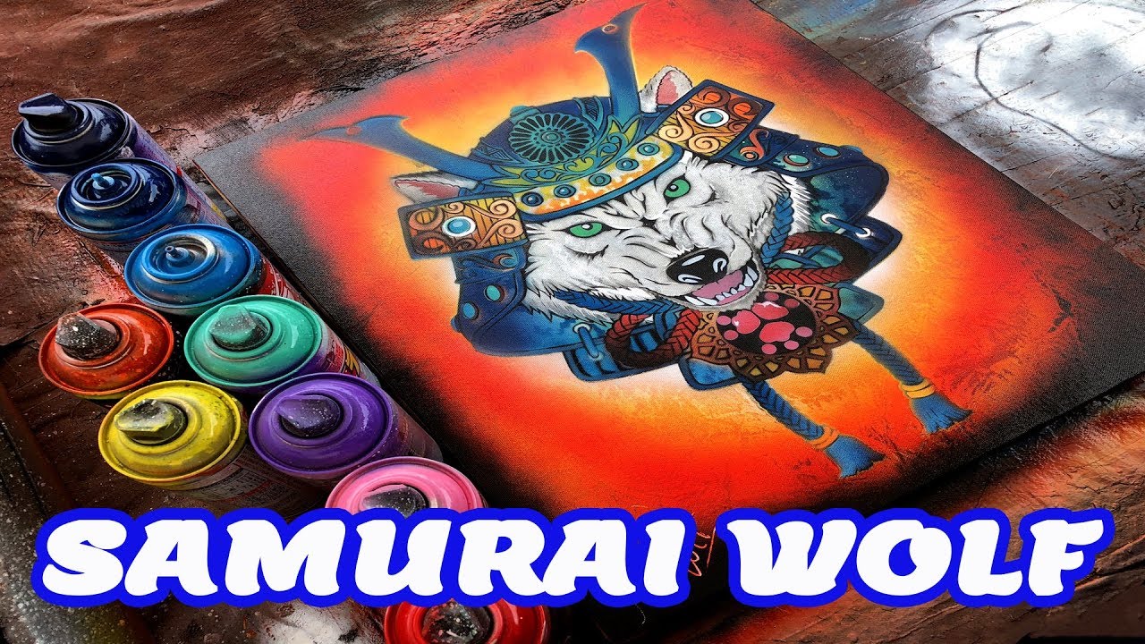 SAMURAI WOLF SPRAY PAINT ART by Eden スプレーペイントアートエデン