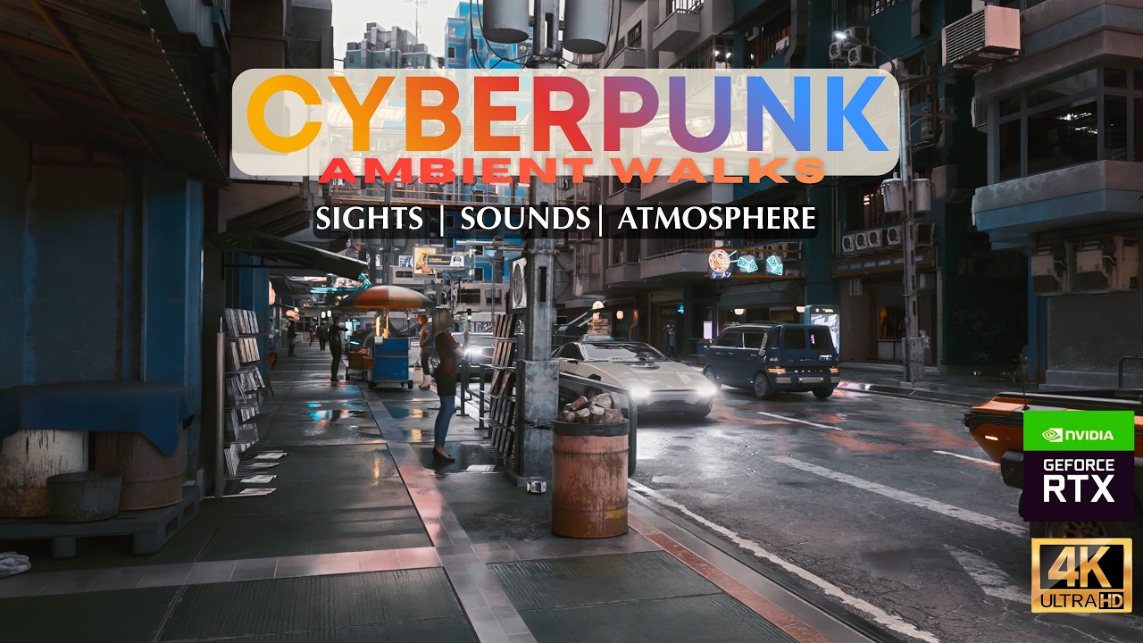 Cyberpunk 2077 | Walking Ambience | Relaxation | Sights Sounds Atmosphere | RXT 5090 | Path Tracing