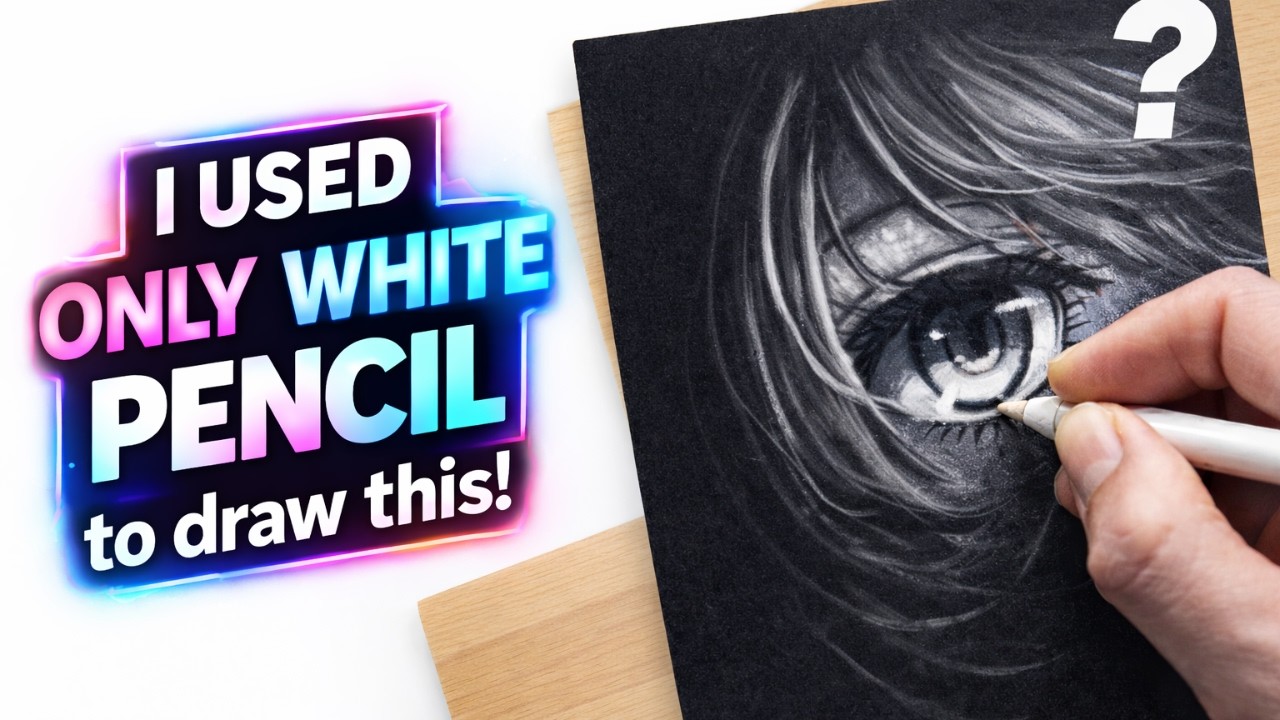 Can I Draw Anime With ONLY 1 White Pencil? |  ONLY 1 Color Art Challenge