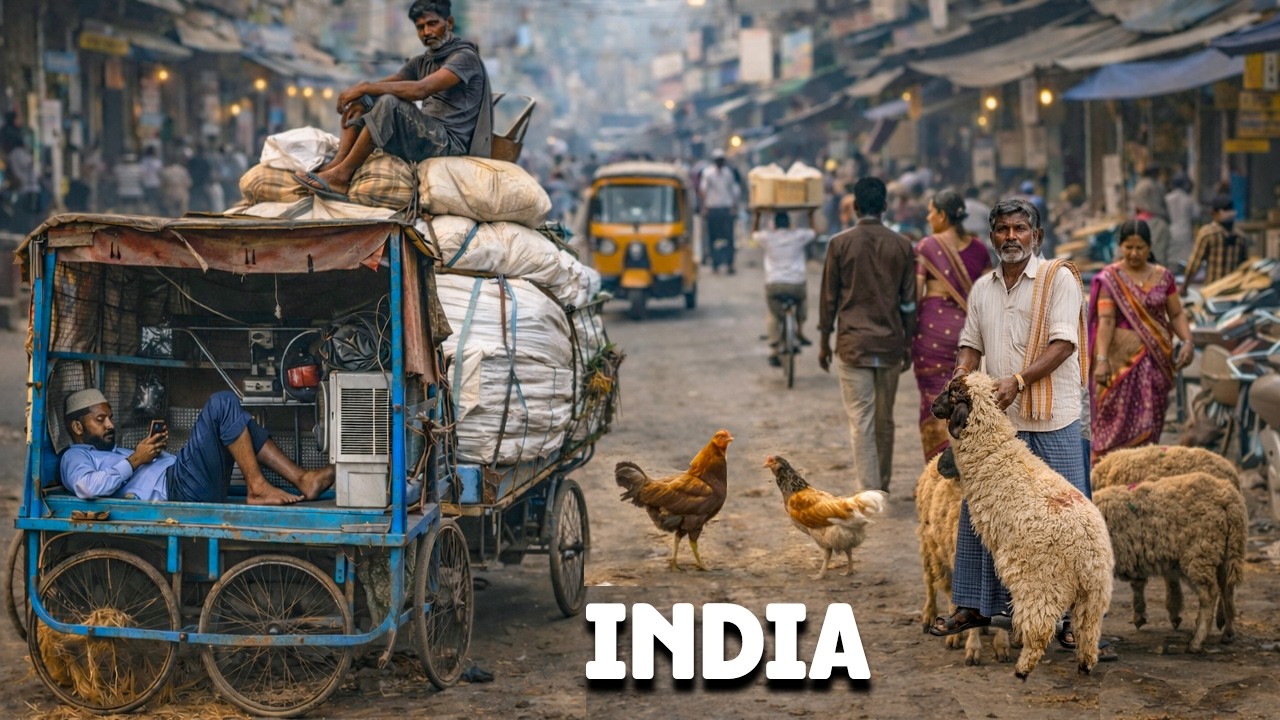 Как на самом деле выглядит повседневная жизнь в Индии 🇮🇳 | Реальная прогулка по улицам в формате 4K