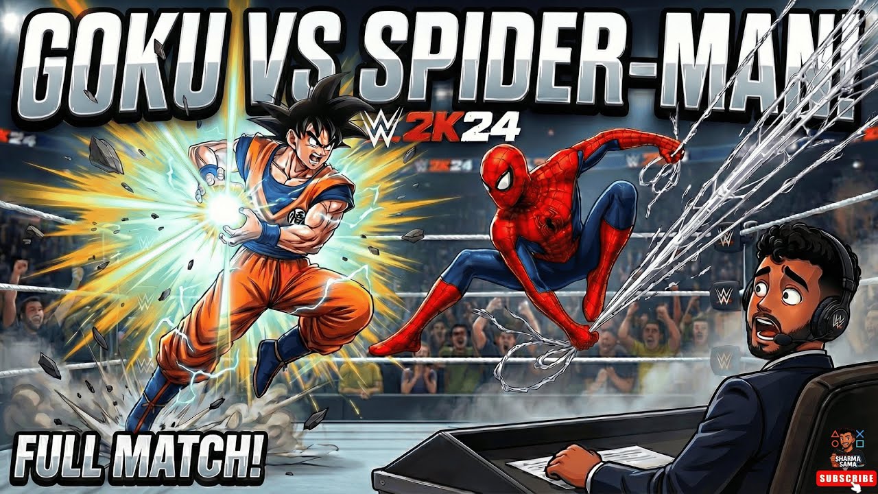 Goku vs Spider‑Man – Full WWE 2K24 PS5 Match | Dragon Ball vs Marvel Superhero Fight!