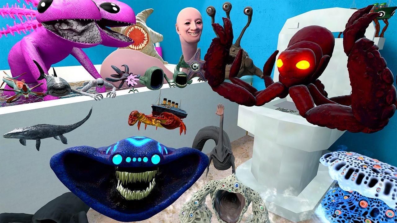 ALL SEA CREATURES MONSTERS EL GRAN MAJA KRAKEN RAGDOLL CHALLENGE BIG TOILET in Garry's Mod