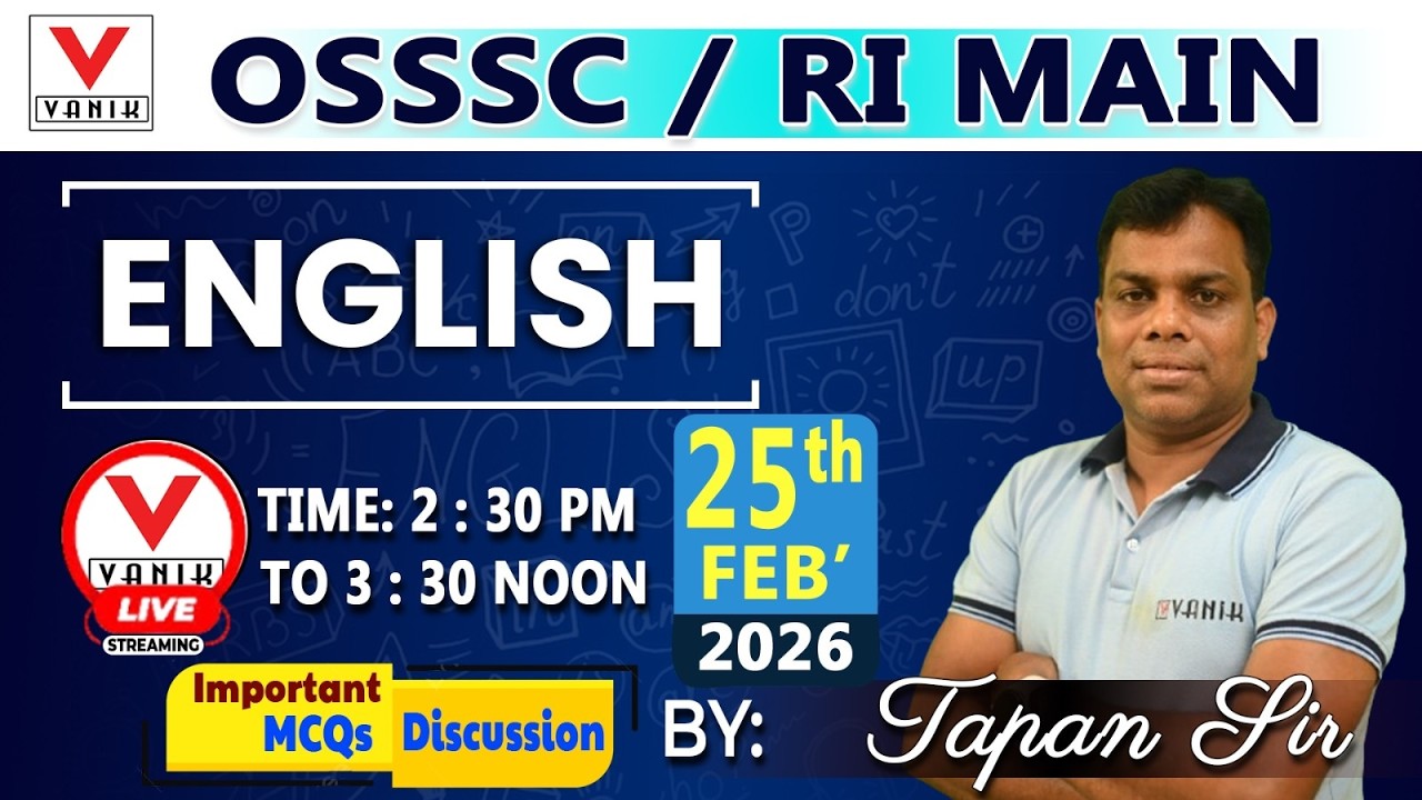 OSSSC RI MAINS 2025 | English | Most Expected Questions Discussion | By Tapan  sir