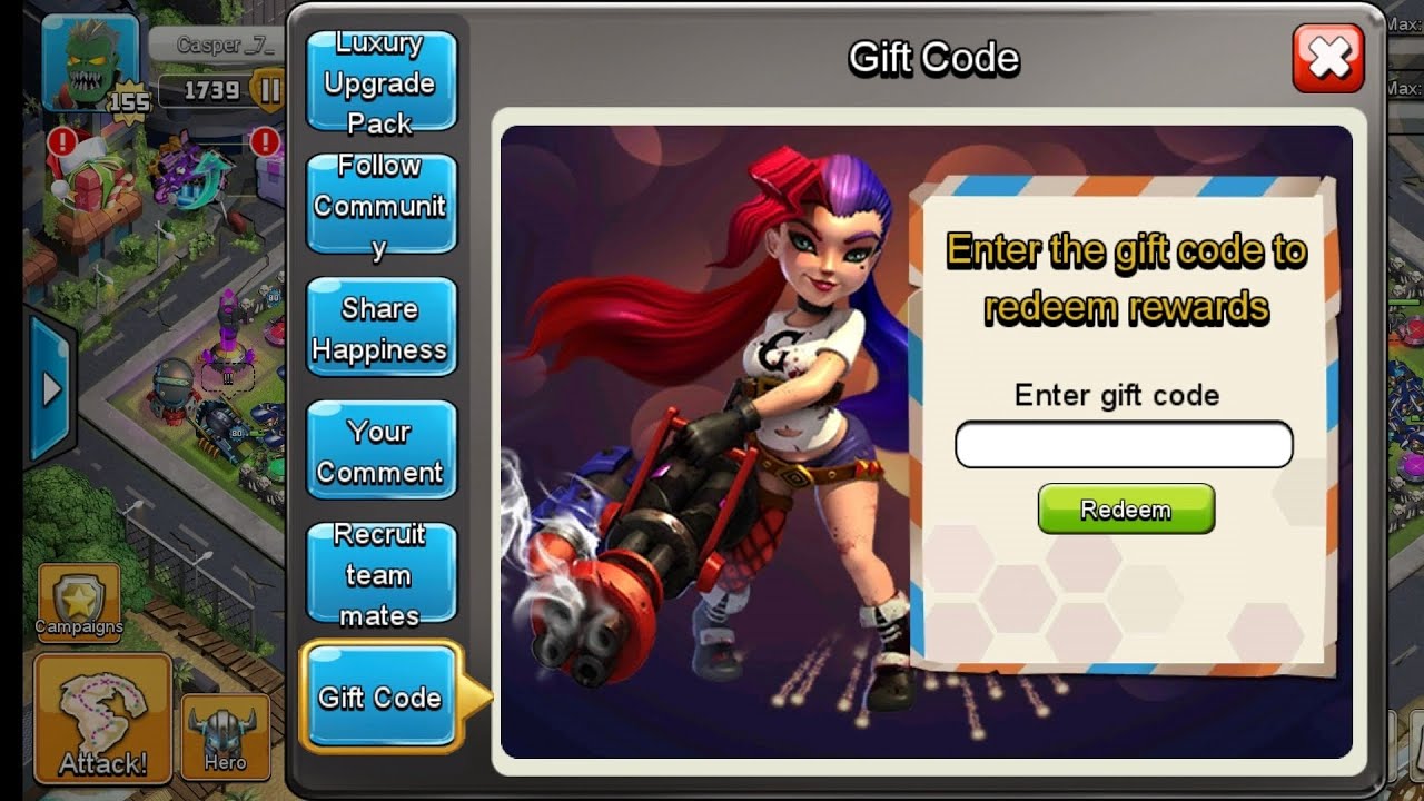 NEW GIFT CODE. gift code #Clash_of_Zombies.COZ1