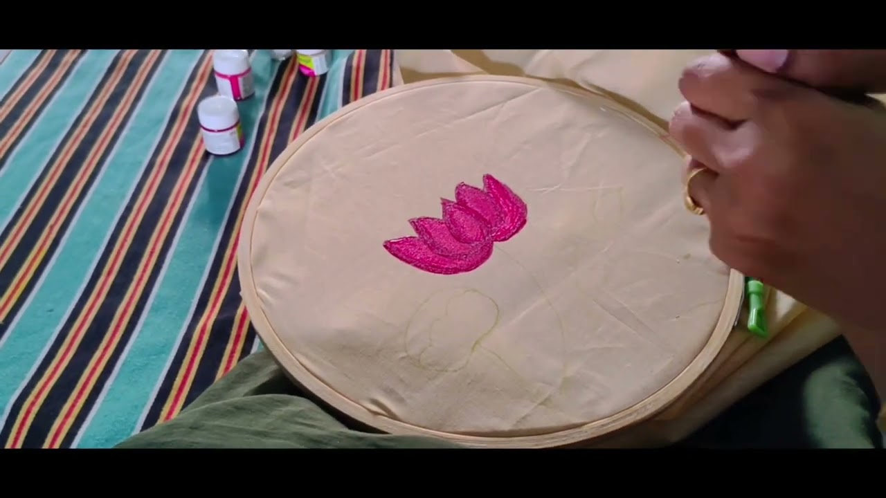Beautiful  Lotus  painting |Simple Fabric Paint DIY