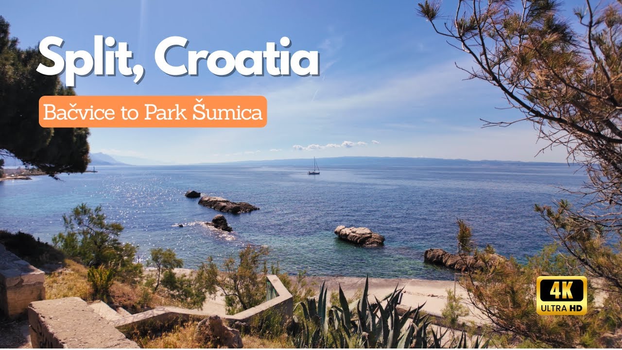 Bačvice to Park &Scaron;umica | Scenic 4K Walk in Split, Croatia 🇭🇷🐾