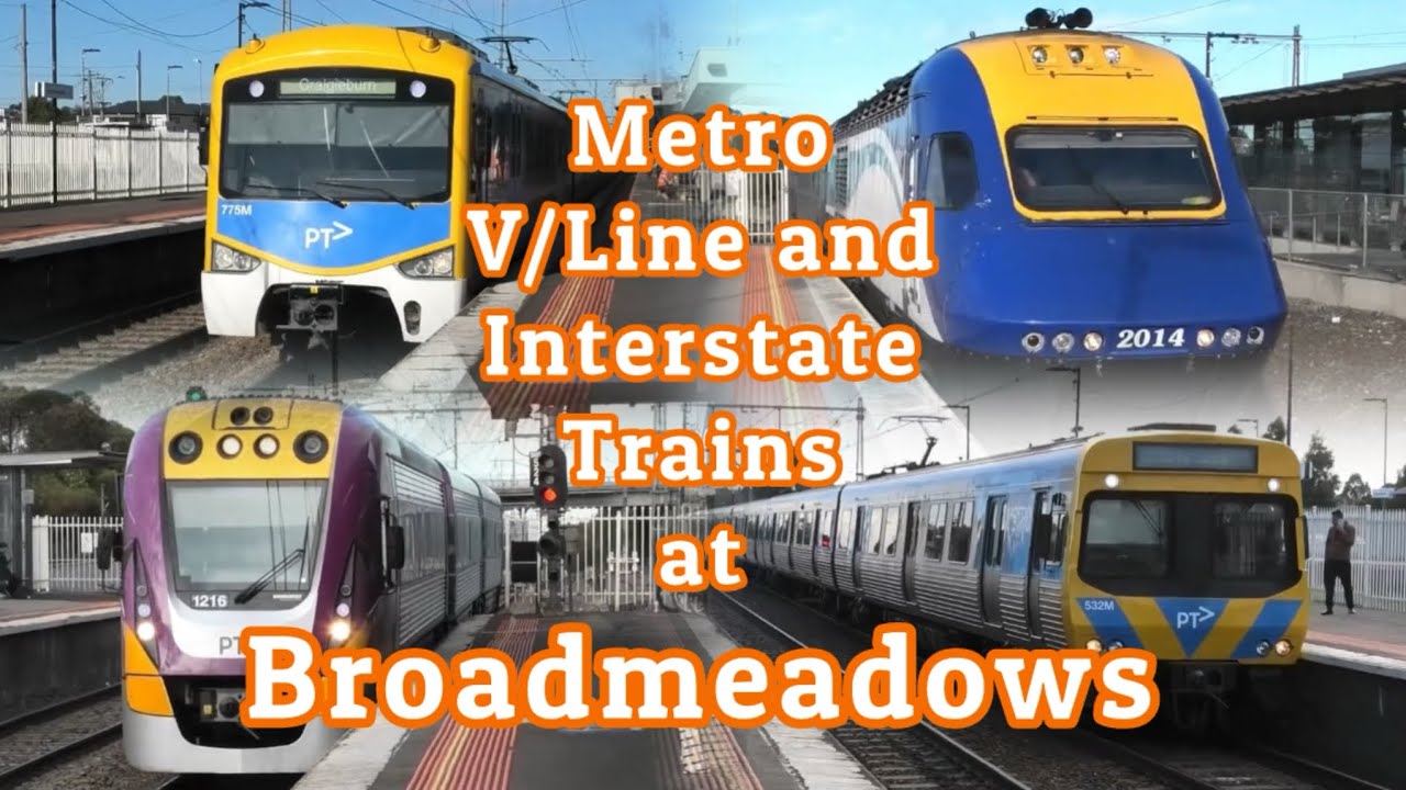 Metro, V/Line and Interstate Trains at Broadmeadows