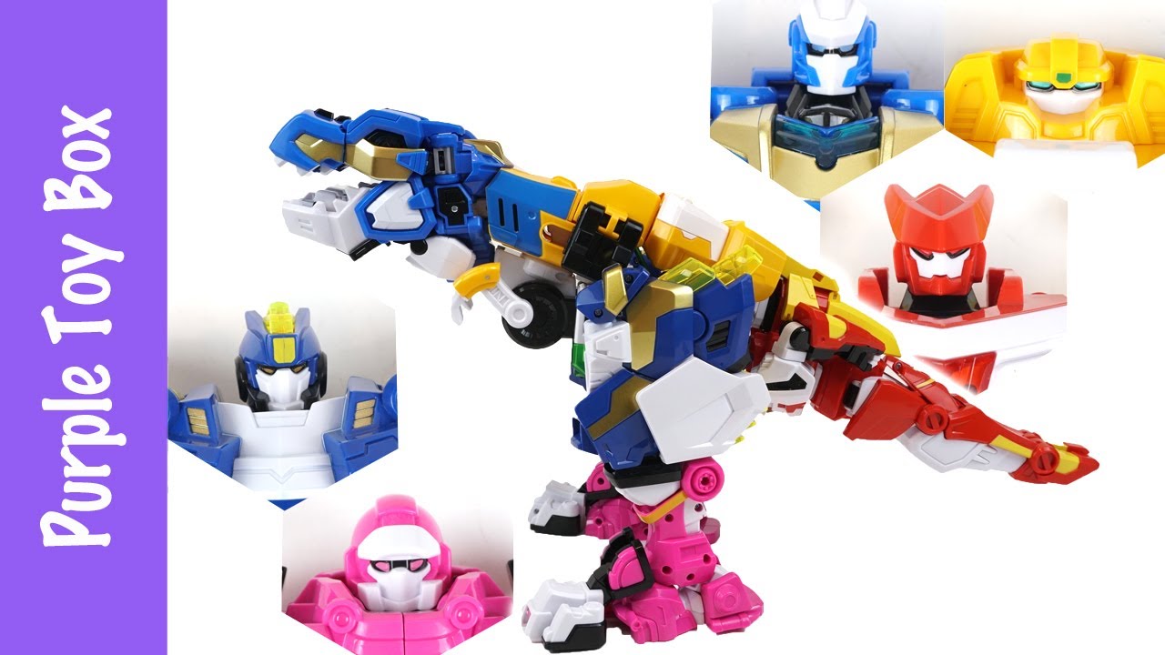 5 Robots to 1 Super Giant Dinosaur Mini Force Super Dinosaur 미니특공대 슈퍼공룡파워 슈퍼티라킹