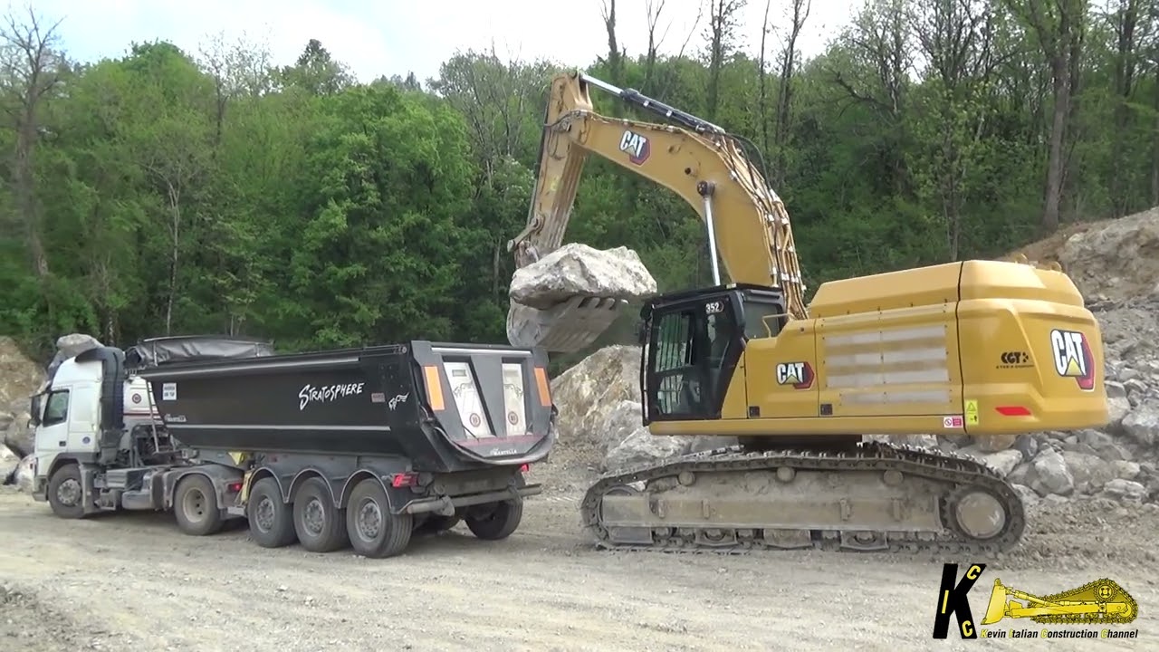 CATERPILLAR 352 ME EXCAVATOR WORKHARD in a Stone Quarry pt3 #excavator #caterpillar  #heavyequipment