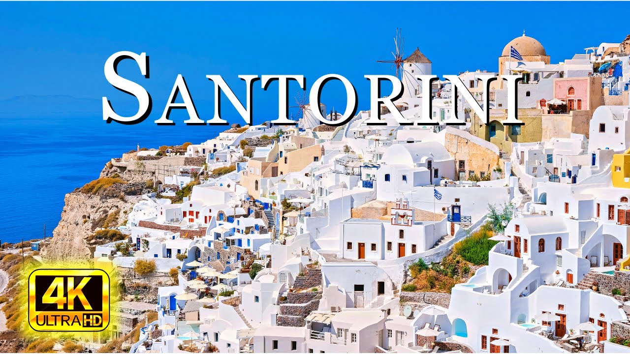 Santorini in 4k - Aerial views of the wine island of Greece 4k Ultra HD