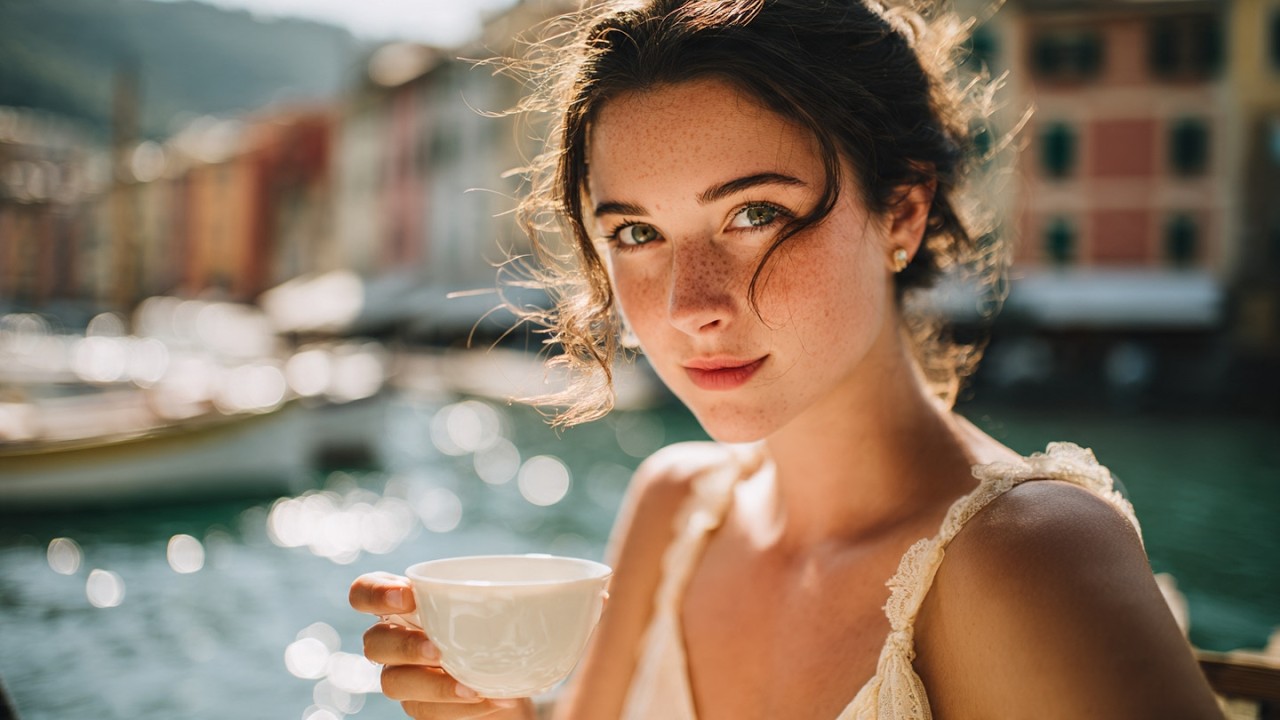 Un Caffè al Porto ☀️ Vintage Italian Love Song 1960s | Romantic Harbor Café Music (Female Solo)