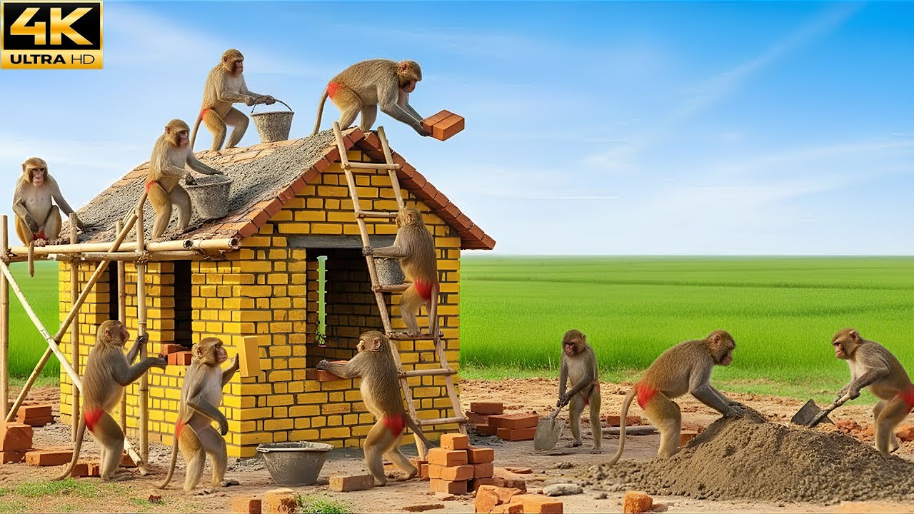 Indian Monkeys Building a Dream House Like Humans 🐒🏠 | Amazing! Viral Animal Construction