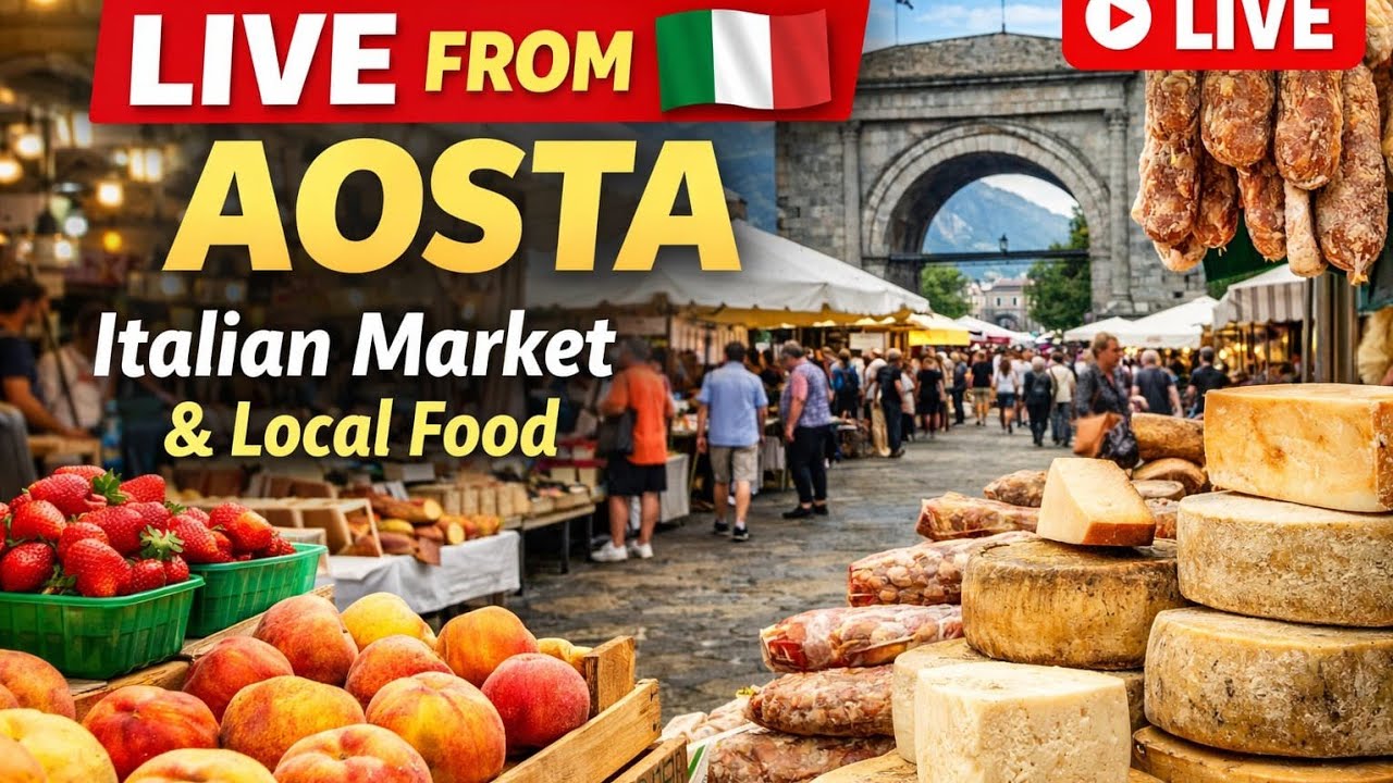 🇮🇹 LIVE Italian Open Air Market in Aosta | Local Food & Prices in the Alps