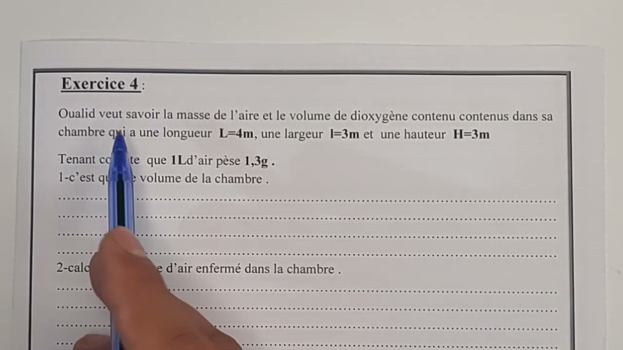 série d'exercices(préparation au controle1S1):l'air qui nous entoure et ses propriétés :2AC biof