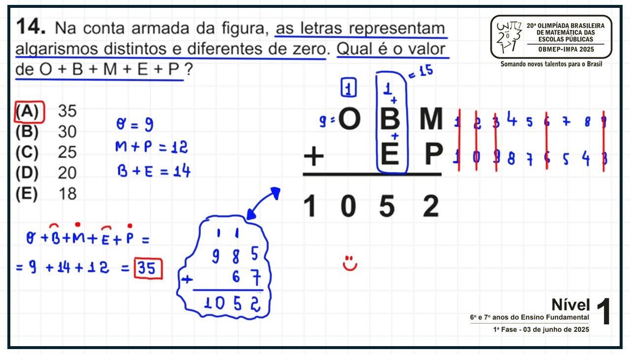 OBMEP 2025 - NÍVEL 1 - 1ª FASE - QUESTÃO 14